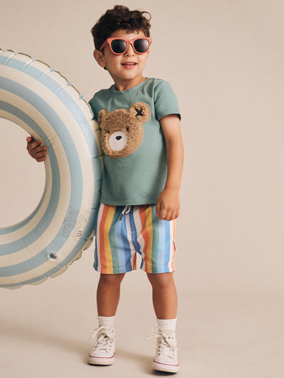 Huxbaby - Furry Huxbear Green Tee - HB2115S25 Short Sleeve T-Shirt Huxbaby 