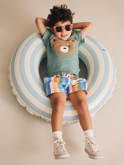 Huxbaby - Furry Huxbear Green Tee - HB2115S25 Short Sleeve T-Shirt Huxbaby 
