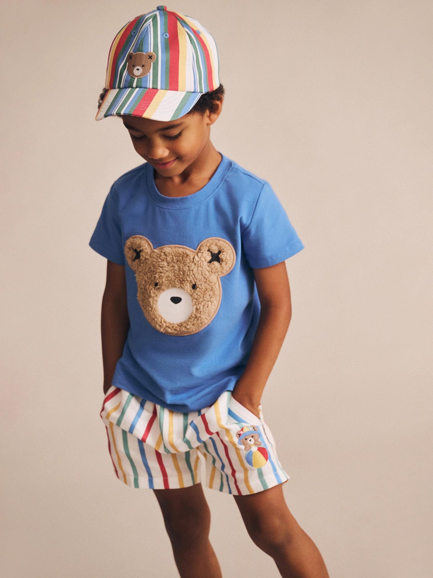 Huxbaby - Furry Huxbear Marine Blue Tee - HB2116S25 Short Sleeve T-Shirt Huxbaby 