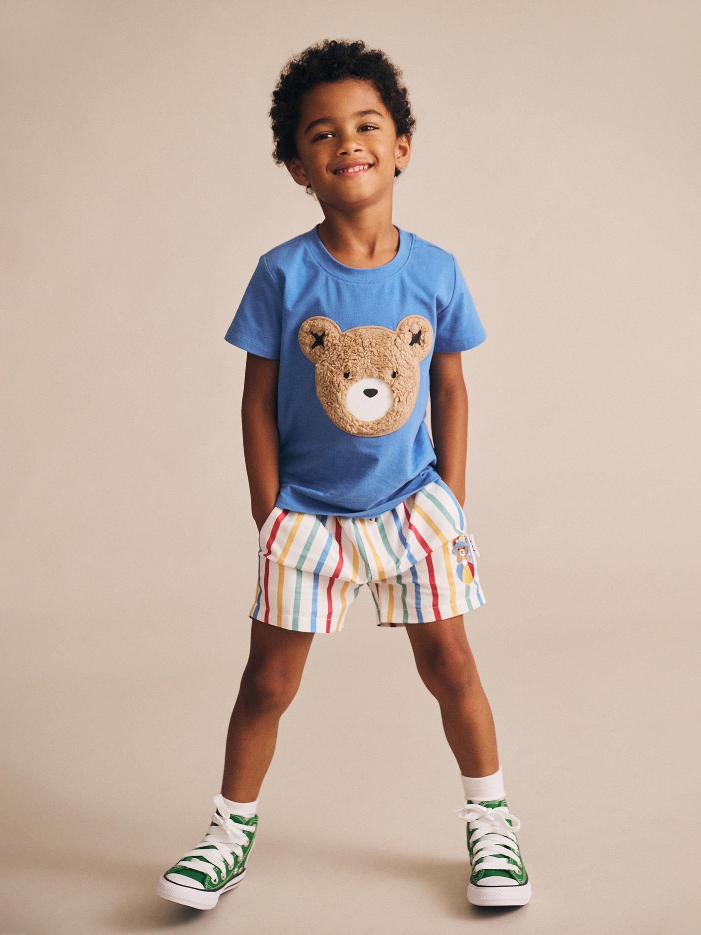 Huxbaby - Furry Huxbear Marine Blue Tee - HB2116S25 Short Sleeve T-Shirt Huxbaby 