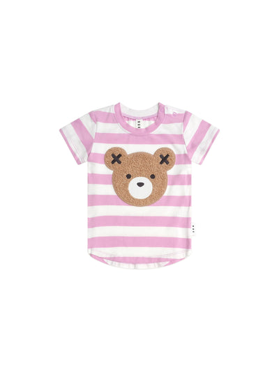 Huxbaby - Furry Huxbear Tee Magenta Stripe - HB2265S25 Short Sleeve T-Shirt Huxbaby 