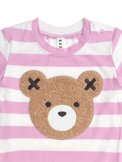 Huxbaby - Furry Huxbear Tee Magenta Stripe - HB2265S25 Short Sleeve T-Shirt Huxbaby 