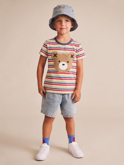 Huxbaby - Furry Huxbear Vintage Stripe - HB2117S25 Short Sleeve T-Shirt Huxbaby 