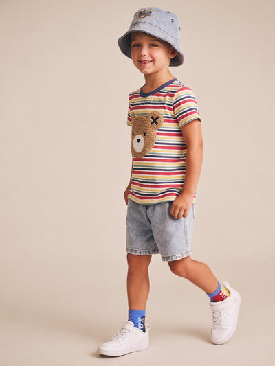 Huxbaby - Furry Huxbear Vintage Stripe - HB2117S25 Short Sleeve T-Shirt Huxbaby 