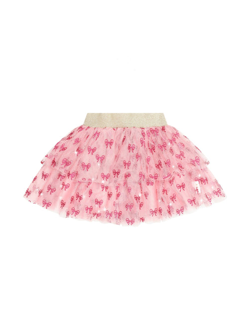 Huxbaby - Glitter Bow Tiered Skirt | Vintage Pink