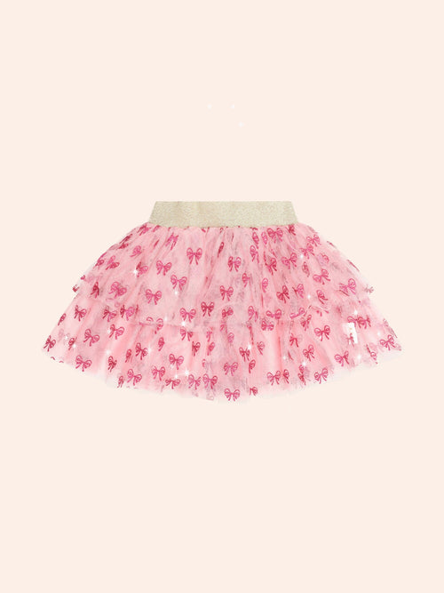 Huxbaby - Glitter Bow Tiered Skirt | Vintage Pink