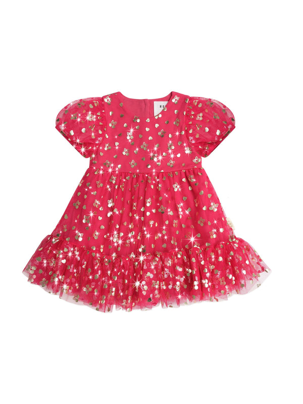 Huxbaby - Golden Cherries Puff Sleeve Tulle Dress - HB1317S25 Tutu Dress Huxbaby 