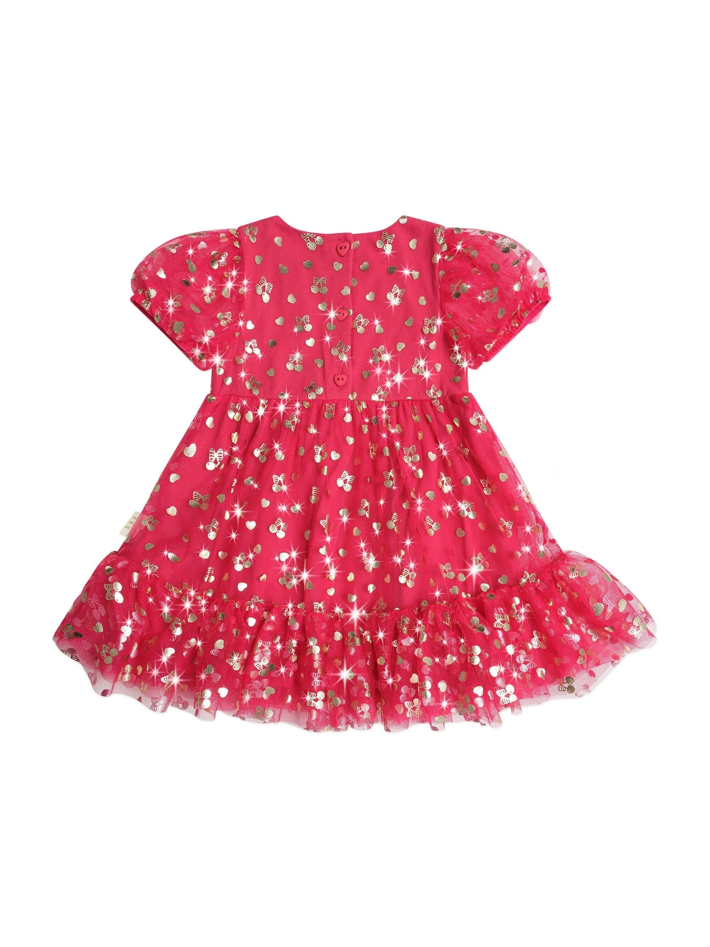 Huxbaby - Golden Cherries Puff Sleeve Tulle Dress - HB1317S25 Tutu Dress Huxbaby 