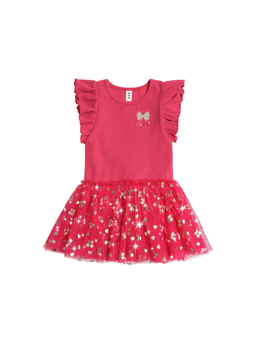Huxbaby - Golden Cherry Pie Rib Tulle Dress - HB1315S25