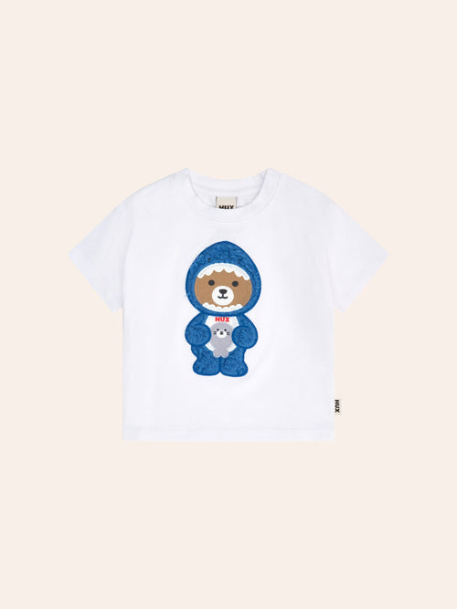 Huxbaby - Great White Bear-Shark Drop Shoulder Tee | White - PREORDER