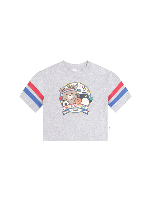 Huxbaby - Hux Sport Stripe Slouchy Tee | Grey Marle