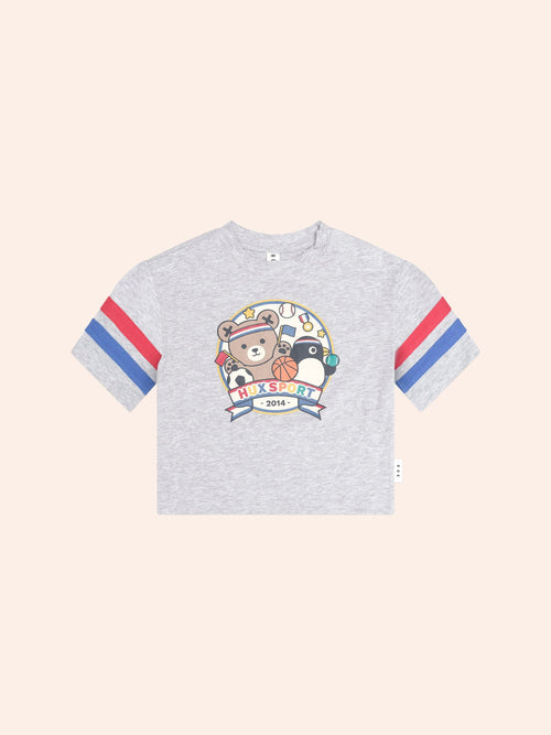Huxbaby - Hux Sport Stripe Slouchy Tee | Grey Marle