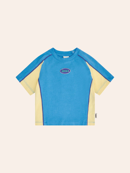 Huxbaby - HUX Surf logo Splice Tee | Aqua/ Lemonade - PREORDER