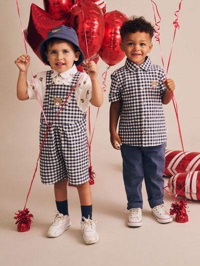 Huxbaby - Huxbear Button Up Blue Check - HB2328S25 Short Sleeve Shirt Huxbaby 