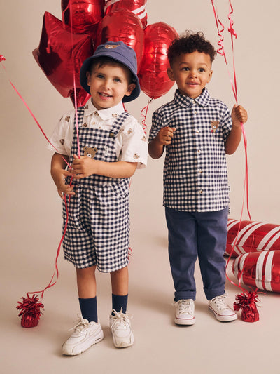 Huxbaby - Huxbear Button Up Blue Check - HB2328S25 Short Sleeve Shirt Huxbaby 