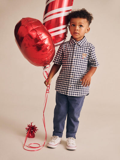 Huxbaby - Huxbear Button Up Blue Check - HB2328S25 Short Sleeve Shirt Huxbaby 