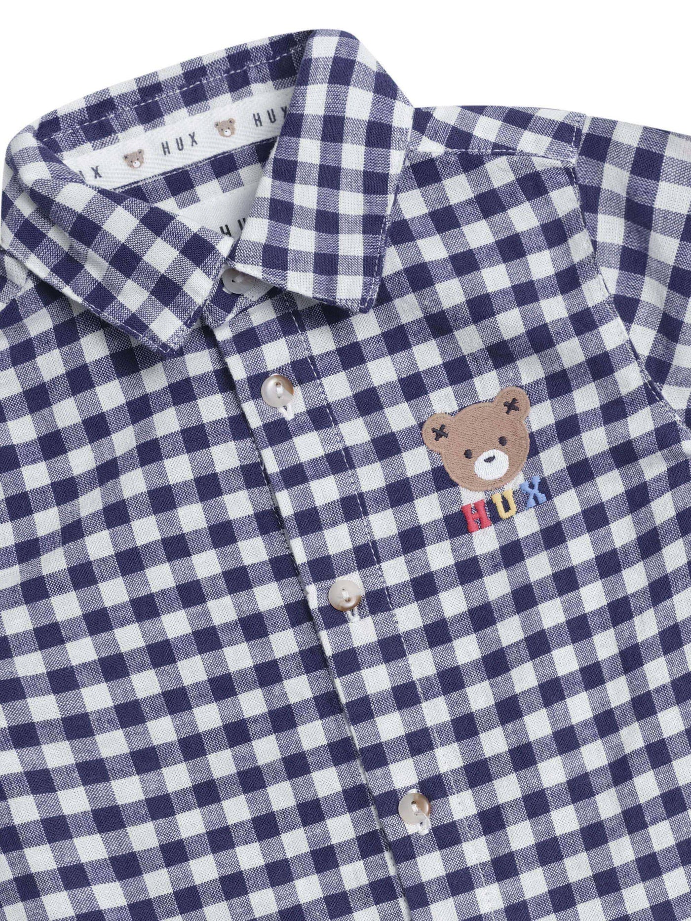 Huxbaby - Huxbear Button Up Blue Check - HB2328S25 Short Sleeve Shirt Huxbaby 