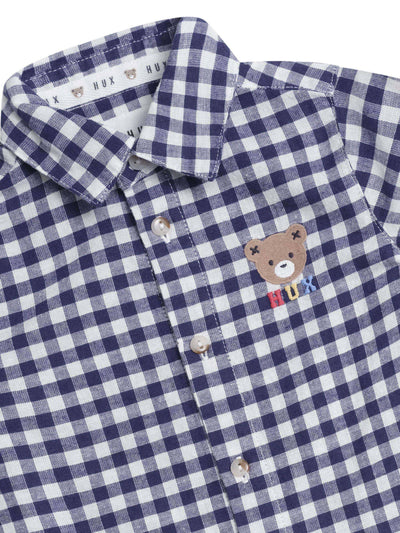 Huxbaby - Huxbear Button Up Blue Check - HB2328S25 Short Sleeve Shirt Huxbaby 
