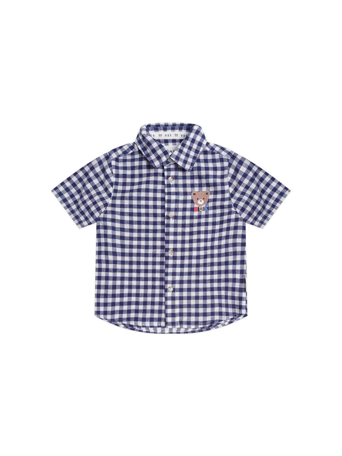 Huxbaby - Huxbear Button Up Blue Check - HB2328S25 Short Sleeve Shirt Huxbaby 