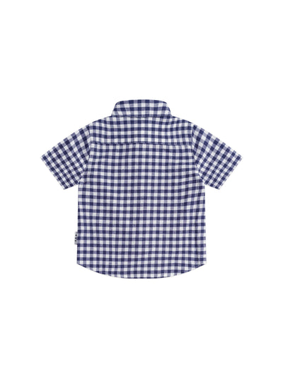 Huxbaby - Huxbear Button Up Blue Check - HB2328S25 Short Sleeve Shirt Huxbaby 