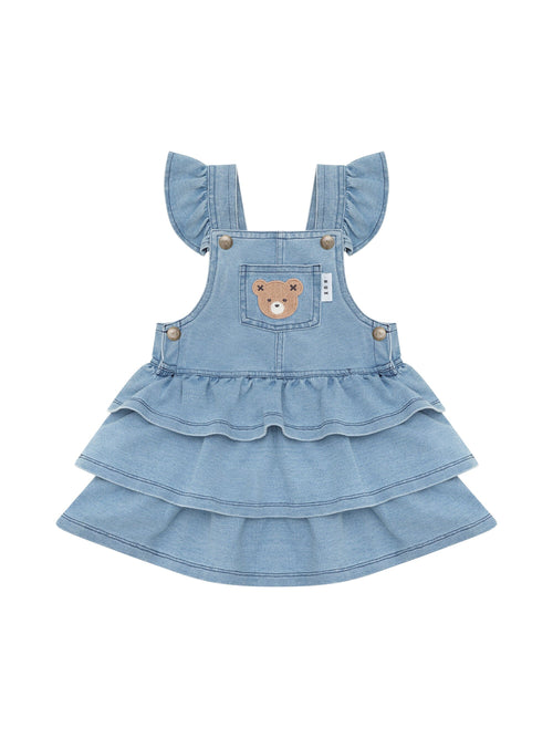 Huxbaby - Huxbear Knit Denim Frill Pinafore - HB1006S24