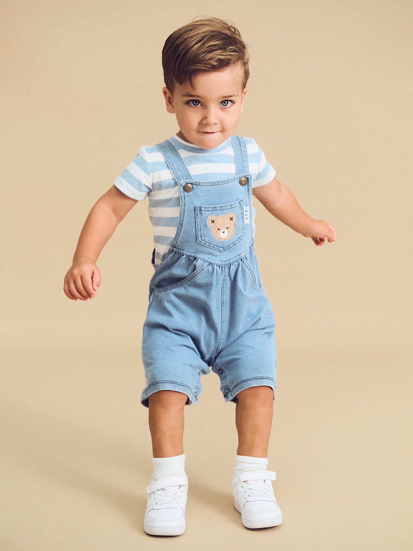 Huxbaby - Huxbear Knit Denim Short Overalls - HB0012S24 Overalls Huxbaby 