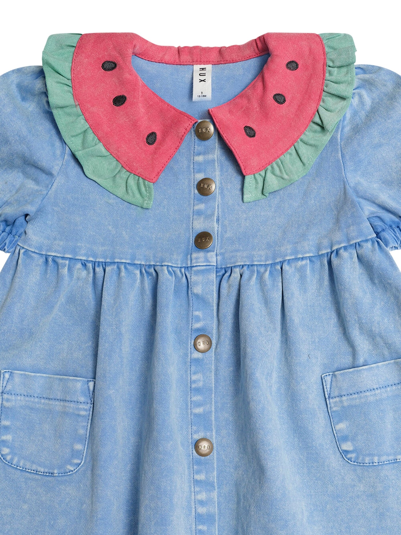 Huxbaby - I Carried a Watermelon Denim Dress - HB1251S25 Short Sleeve Dress Huxbaby 