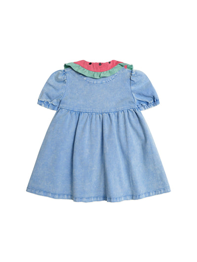 Huxbaby - I Carried a Watermelon Denim Dress - HB1251S25 Short Sleeve Dress Huxbaby 