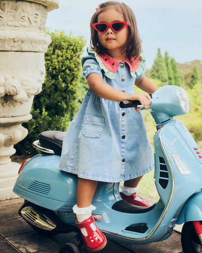 Huxbaby - I Carried a Watermelon Denim Dress - HB1251S25 Short Sleeve Dress Huxbaby 