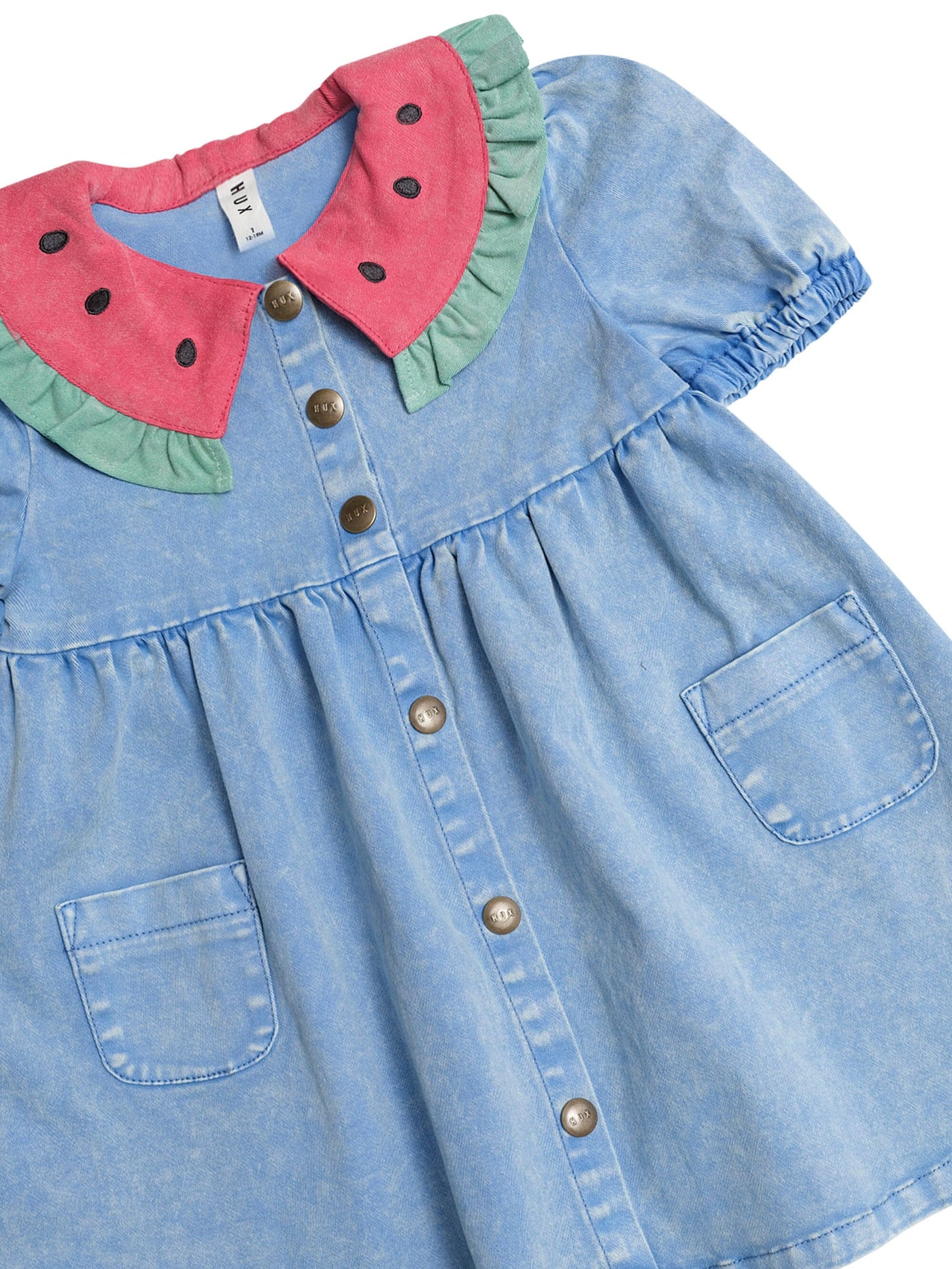 Huxbaby - I Carried a Watermelon Denim Dress - HB1251S25 Short Sleeve Dress Huxbaby 