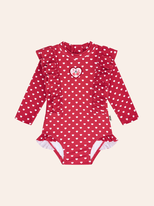 Huxbaby - I heart you Polka Dot Frill Swimsuit | Cherry