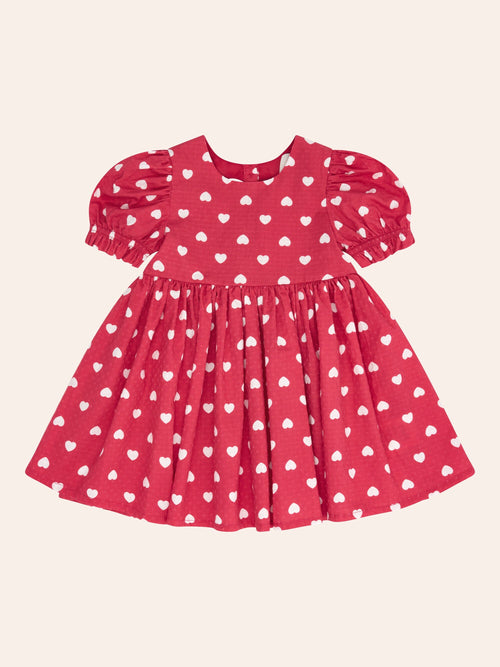Huxbaby - I Heart You Puff Sleeve Dress | Cherry