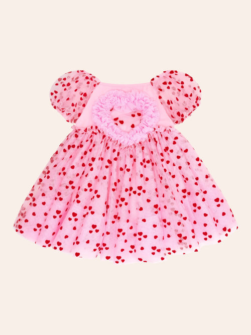 Huxbaby - I Heart you Tulle Dress | Cupcake Pink - PREORDER