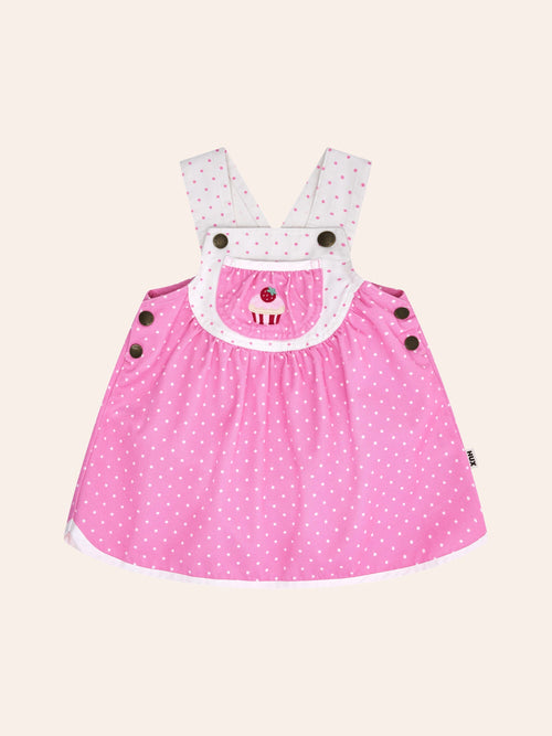 Huxbaby - Icing-on-the-Cupcake Polka Dot Pinafore | Sherbet/ Almond Milk - PREORDER