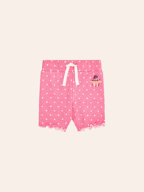 Huxbaby - Icing-on-the-Cupcake Polka Dot Rib Bike Short | Sherbet/ Almond Milk - PREORDER