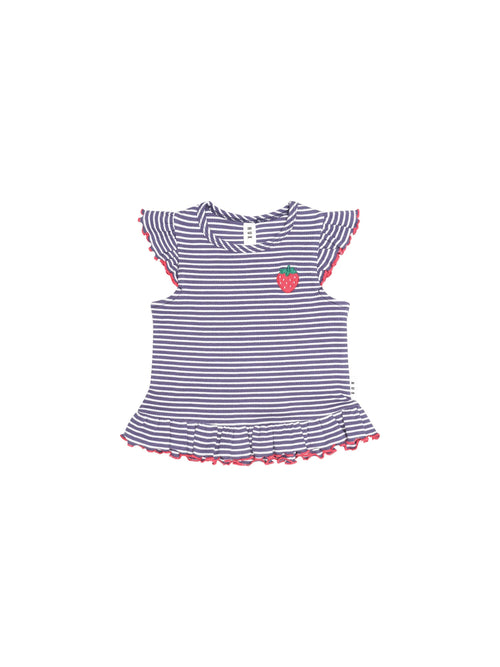 Huxbaby - Ink Stripe Rib Peplum Tee | Ink / Almond Stripe