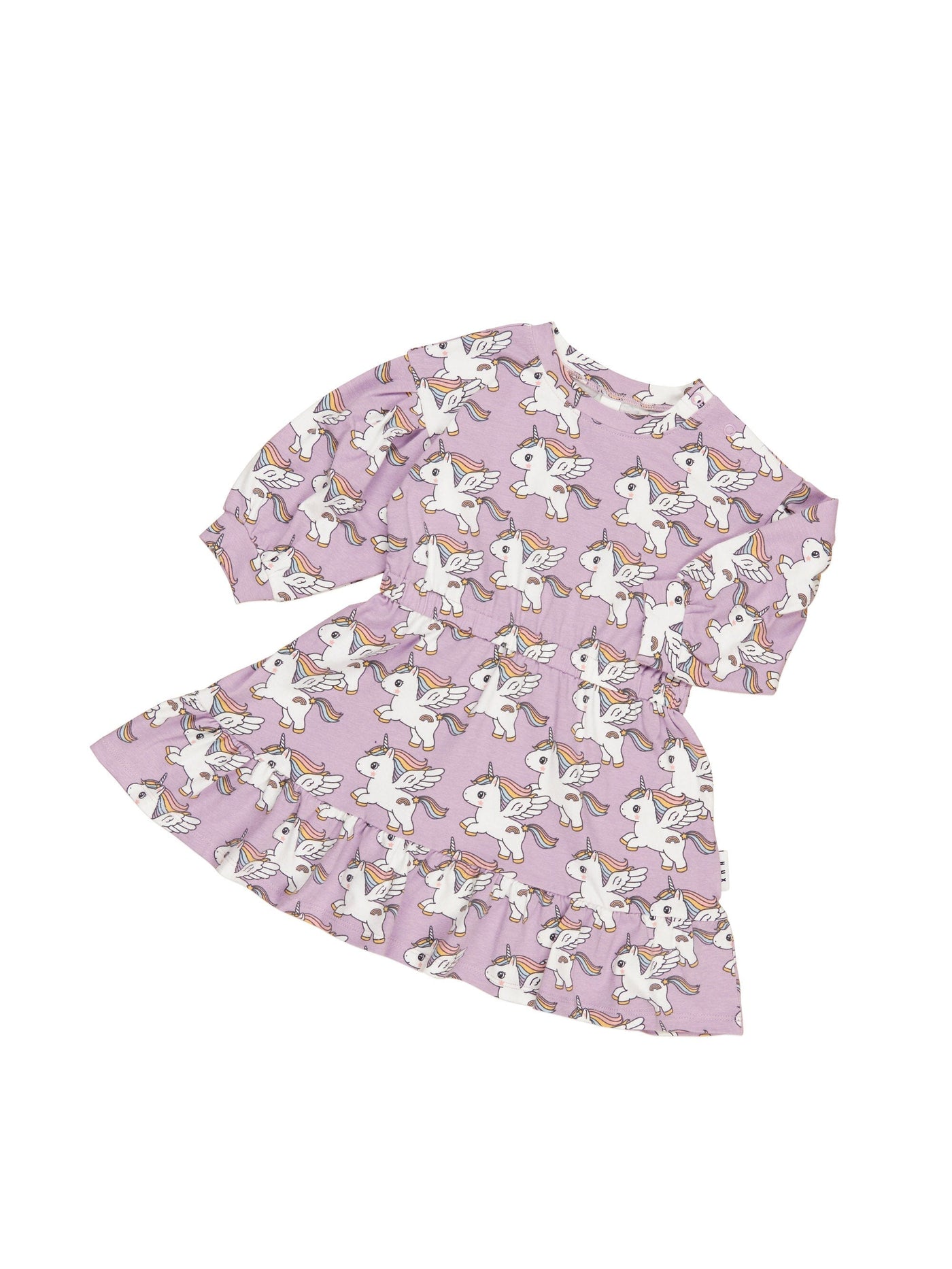 Huxbaby Magical Unicorn Drop Shoulder Dress HB1037W24 Long Sleeve Dress Huxbaby 