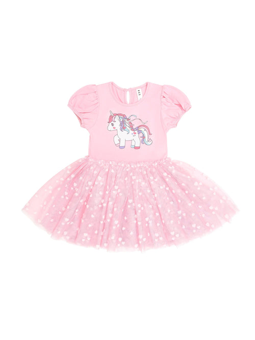 Huxbaby - Magical Unicorn Puff Sleeve Tulle Dress | Strawberry Créme