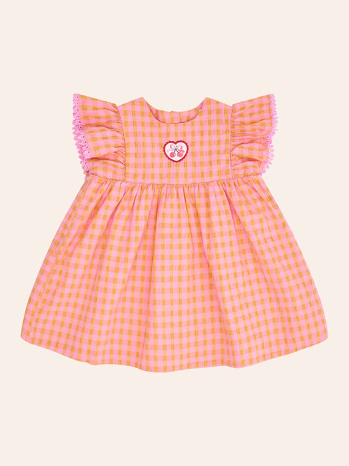 Huxbaby - Mango Sherbet Garment Dye Seersucker Dress | Sherbet/ Mango - PREORDER