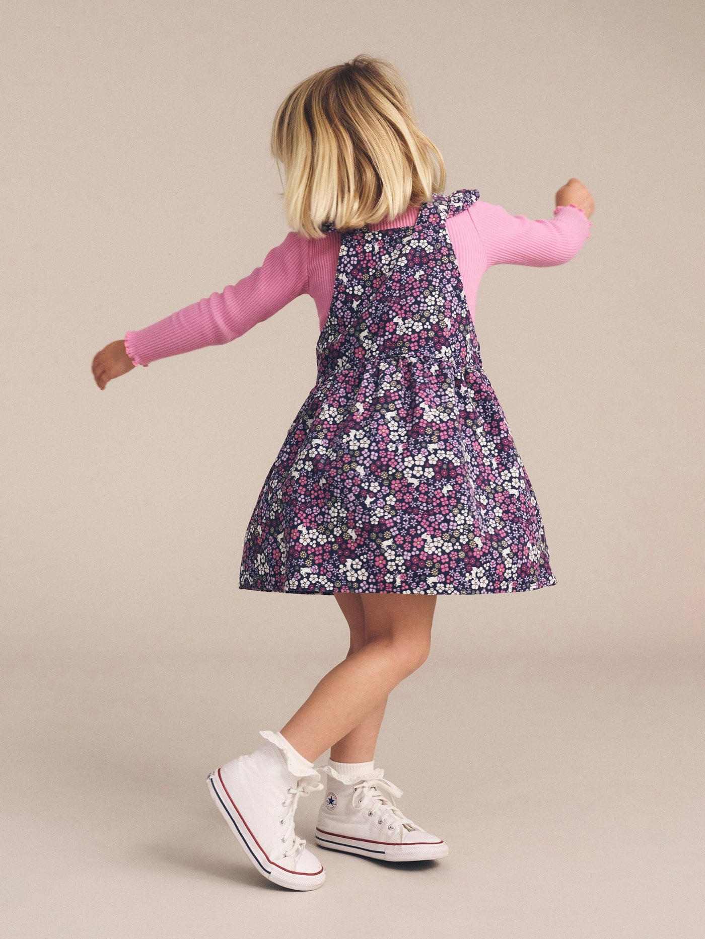 Huxbaby - Midnight Flower Garden Overall Dress - HB1198W25 Sleeveless Dress Huxbaby 