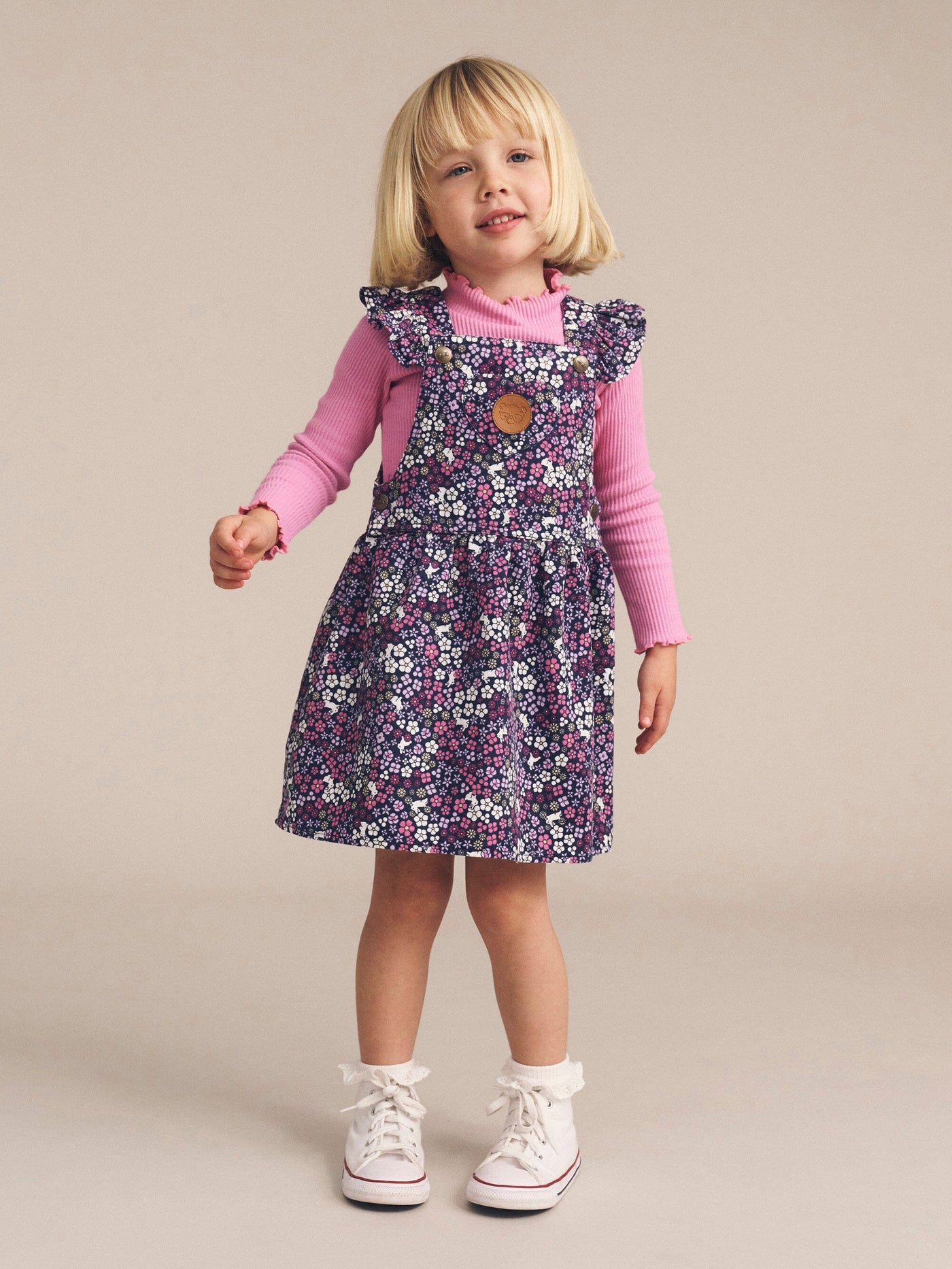 Huxbaby - Midnight Flower Garden Overall Dress - HB1198W25 Sleeveless Dress Huxbaby 