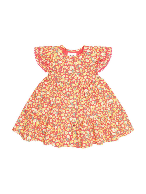Huxbaby - Nautical Floral Tiered Dress | Red Multi