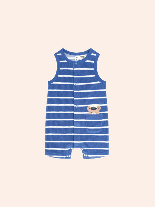Huxbaby - Nautical Peekaboo Hux Towelling Romper | Cobalt/White