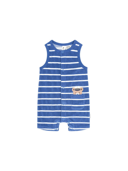 Huxbaby - Nautical Peekaboo Hux Towelling Romper | Cobalt/White