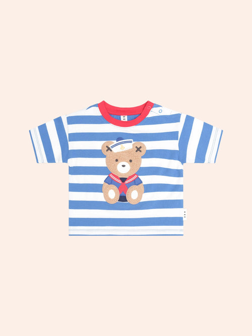 Huxbaby - Nautical Stripe Sitting Hux Tee | Nautical/ Almond Milk