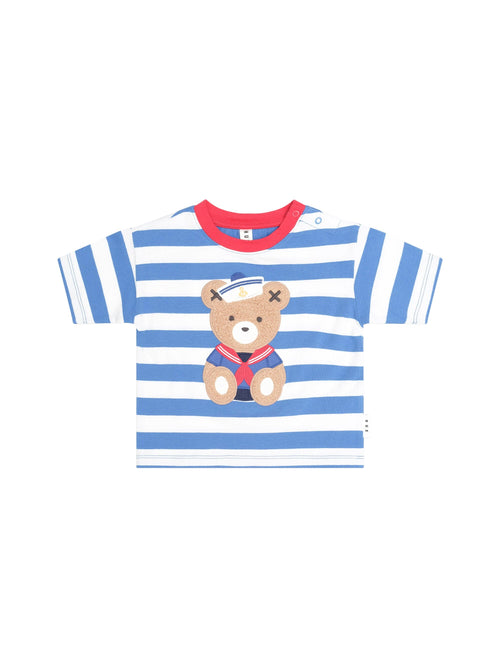 Huxbaby - Nautical Stripe Sitting Hux Tee | Nautical/ Almond Milk