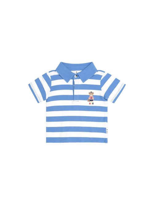 Huxbaby - Nautical Stripe Standing Hux Polo | Nautical/ Almond Milk