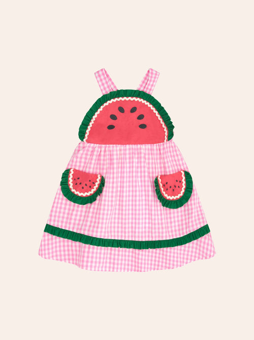 Huxbaby - One-in-a-melon Check Dress | Sherbet Check/ Watermelon - PREORDER