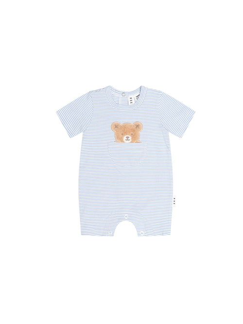 Huxbaby - Peekaboo Hux Stripe Bodysuit | Baby Blue/Almond Milk