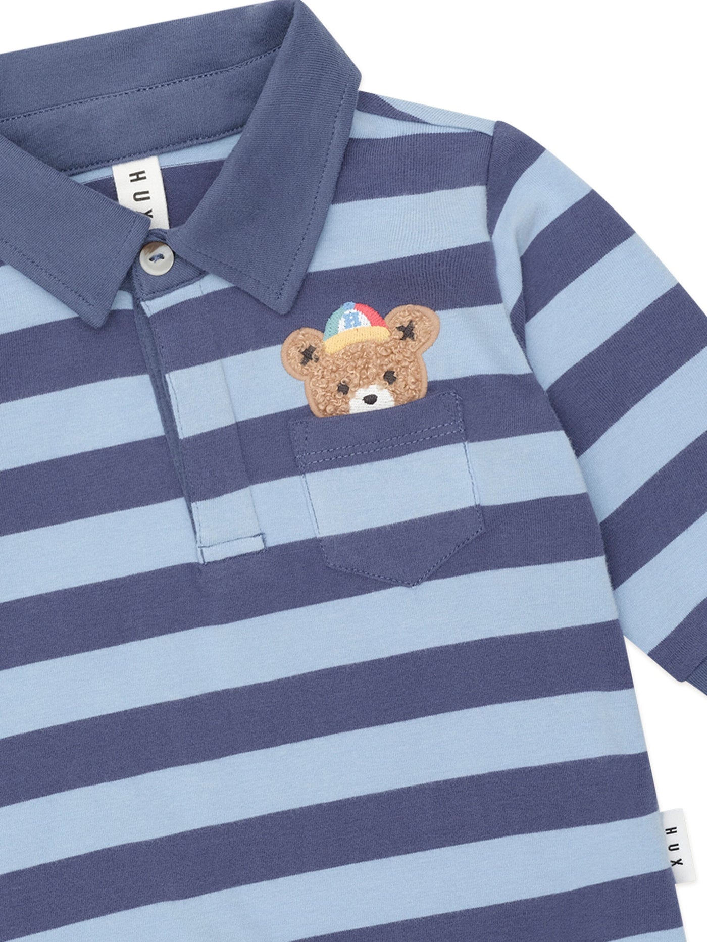 Huxbaby - Peeping Hux Blue Stripe Polo - HB2059W25 Long Sleeve Shirt Huxbaby 